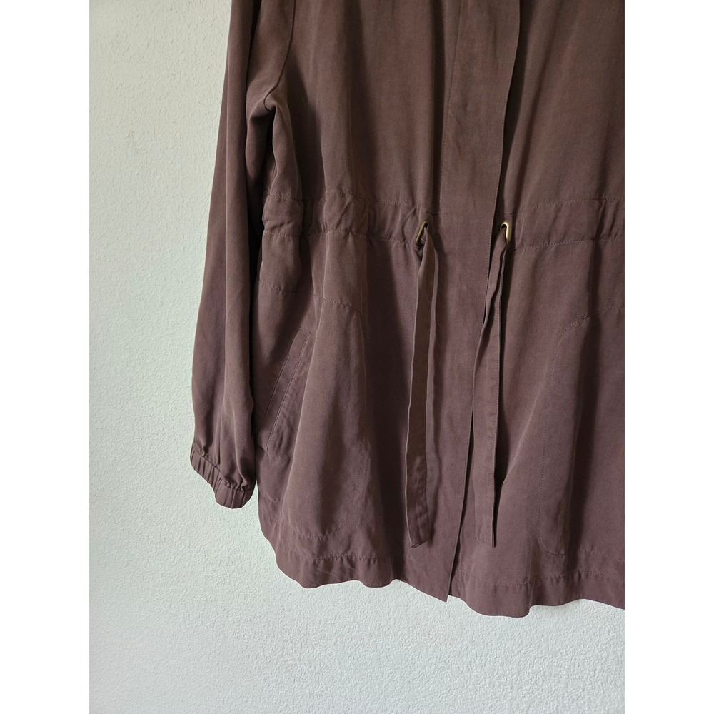 Pendleton Womens XL Petite Utility Fall Jacket Brown 100% Silk Drawstring - Picture 5 of 9